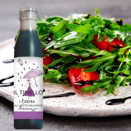 IL TINELLO Glaze with Balsamic Vinegar of Modena IGP – Crema all'Aceto Balsamico di Modena IGP, 250ml (8.45 fl oz) – Sweet, Thick & Velvety, No Added Coloring, Product of Italy