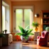 Miniature Plant Accessory, Green Potted Plant, 1:12 Scale, Suitable for