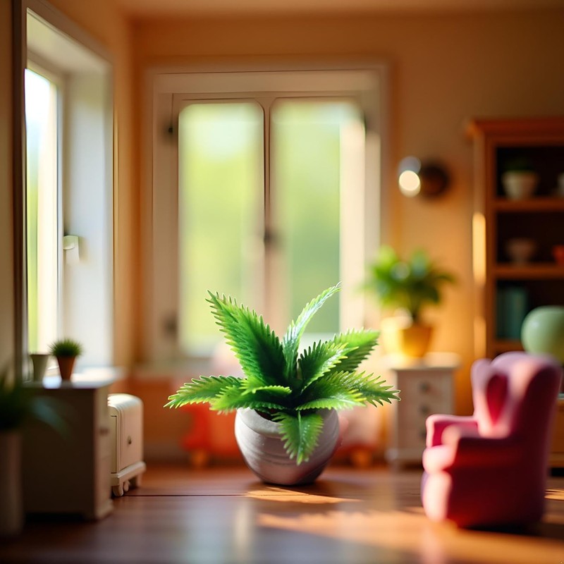 Miniature Plant Accessory, Green Potted Plant, 1:12 Scale, Suitable for