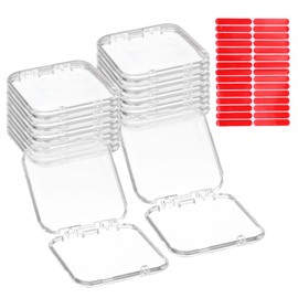 Uxcell 12 Pcs Clear Acrylic Nail Storage Boxes with 30 Pcs Adhesive Tapes, Modern Style, Transparent Lids, 7.5 x 7.5 x 1.6 cm / 3 x 3 x 0.6 inch