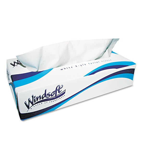Windsoft 2360 Facial Tissue in Pop-Up Box, 2-Ply (30 Packs of 100)