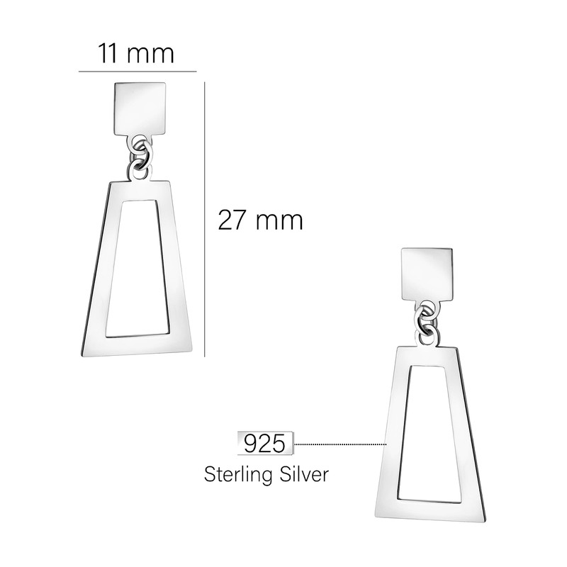SOFIA MILANI - Women's Earrings 925 Silver - Trapezoid Square