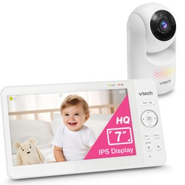 VTech [2025 Upgrade Baby Monitor with 7" IPS Screen, Pan Tilt Zoom Camera, No WiFi Video Baby Monitor with Camera and Audio, Multi-Color Night Light, 2-Way Talk, Lullabies, Advanced HQ Max