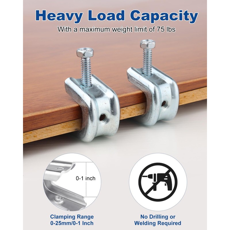 AOKLIT 100 Pcs Beam Clamp, 1/4" x 20 Beam Clamps