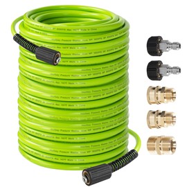 Hourleey Pressure Washer Hose 100 FT, 3600 PSI Flexible Kink Resistant Power Washer Hose Replacement, 1/4" Quick Connect Pressure Hose Extension, Green
