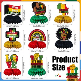 JULMELON Black History Month Table Decorations Honeycomb Centerpiece, 8pcs Black History Month Decor Centerpieces for Tables African American Table Topper Black History Month Decorations for Party