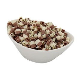 Striped Chocolate Curls Topping, OliveNation Milk & White Chocolate Curls, Real Chocolate Decorations, Topping & Garnish, Non-GMO, Gluten Free - 1 lb