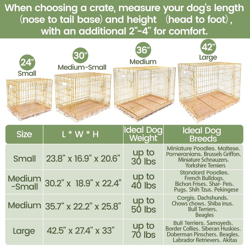 Piivos Dog Crate 30 Inch, Copper Gold Dog Kennel |