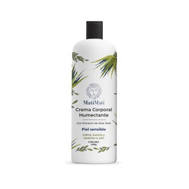 Crema Corporal Humectante Con Extracto Aloe Vera MatiMati Piel sensible, Calmante, Suavizante, Textura ligera 400 g