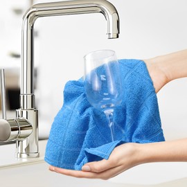 LIVOS Microfiber Cleaning Cloth Roll - 80 Pack, Reusable Paper Towels, Microfiber Towels for Cars, Super Absorbent Lint Free Cleaning Rags for House, Kitchen, Window-Check Blue, 11.5"x11.5"