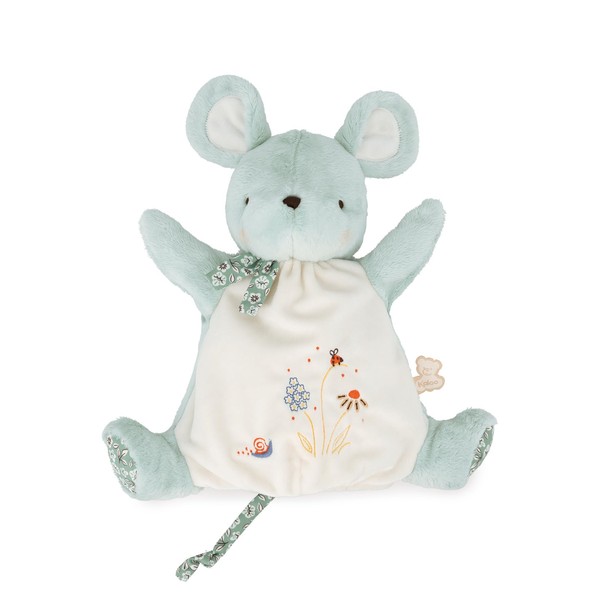 Kaloo - Petites Chansons - Green Mouse Puppet Plush - Baby’s Soft Toy - 24 cm Hand Puppet Plush - Early-Learning Toy - 0 Months +, K210003