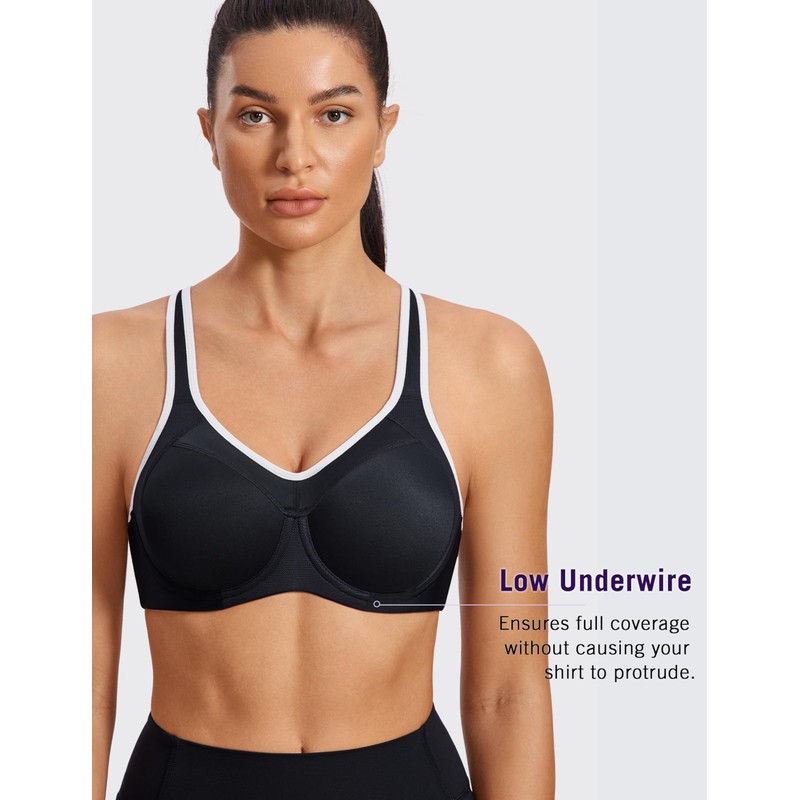 SYROKAN Women's Full Support High Impact Racerback Lightly Lined Underwire