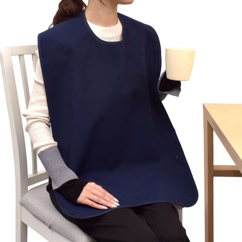 スタイルデコール(STYLE Decor) 介護用 お食事エプロン(撥水・ポケットタイプ) 1枚組み ディープネイビー 食事用エプロン 介護 撥水 介護用