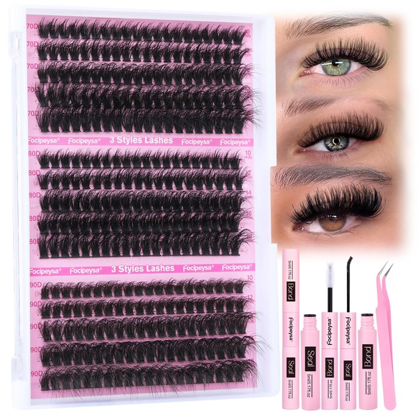 Focipeysa Fluffy Lash Extension Kit 70D 80D 90D Thick Lash
