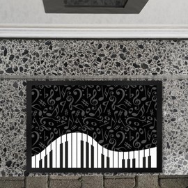 Piano Door Mat XL 40 x 60 cm with Treble Clef and Signs as a Gift for Real Musicians Who Want to Show Their Love of Music to Everyone and Own a Piano
