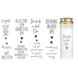 Fr√§ulein Lotti | Wasserschiebefolie fuer Grabkerzen - Thema: Opa | Tattoofolie | schwarz DIN A5