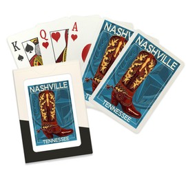 Nashville, Tennessee, Letterpress Boot (52 Playing Cards, Poker Size Card Deck with Jokers)