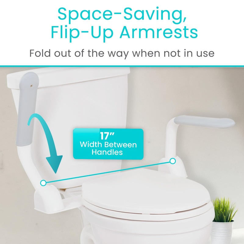 Vive Toilet Safety Rail with Handles - Handicap Grab Bar