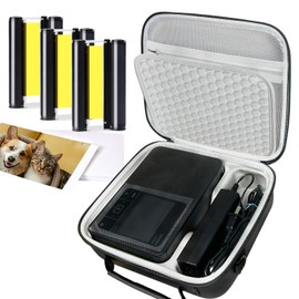 Compatible for Canon Selphy CP1500 CP1300 CP1200 Ink and Paper and Hard Case, KP108 3 Color Ink Cartridges & 108 Sheets 4x6 Photo Paper & Black Case for Selphy CP1500 CP1300 CP1200 Printer Value Pack