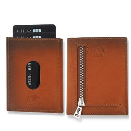 - Solo Pelle® Slim Wallet with Coin Compartment [12 Cards] Riga [RFID Protection] Card Wallet with Coin Compartment [Leather] Smart Wallet for Men and Women, cognac brown