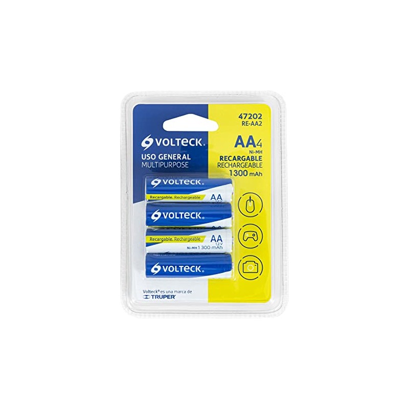 Volteck RE-AA2, Pilas recargables, uso general, AA, 1, 300 mAh,