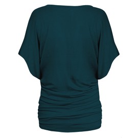 Hybrid & Company Womens Boat Neck Dolman Top Shirt KT44130X Teal 1X