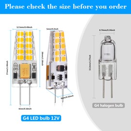 NQWKMZMDJ 10 Pack G4 LED Bulb 12V AC/DC 2.5W Equivalent 30W T3 Bi-Pin Base 3000K Warm White G4 Light Bulbs 300 Lumens 360°Beam Angle for Chandelier, Table lamp, Outdoor Landscape Lighting