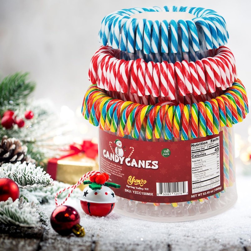 Christmas Candy Canes Tutti Frutti, Blue/White Peppermint, Red and White