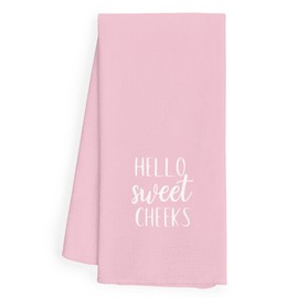 WFSM Hello Sweet Cheeks Decorative Hand Towels for Bathroom 16x24 - Funny Bathroom Hand Towels, Funny Bathroom Decor, Hello Sweet Cheeks Bathroom Decor, Funny Bathroom Gifts(Pink)