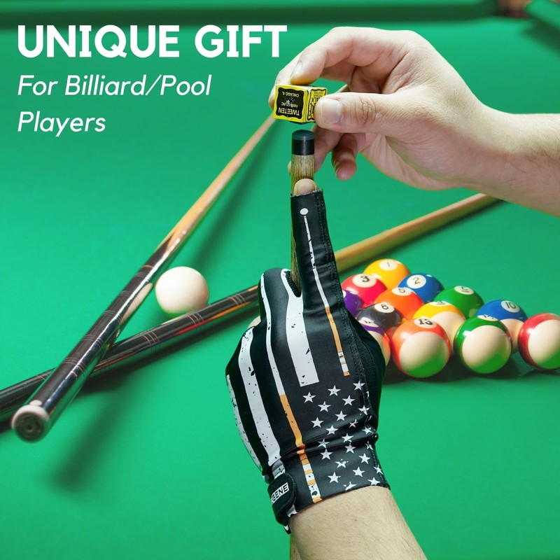 CybGene Billiard Pool Gloves for Left Hand 3 Finger, Quick-Dry