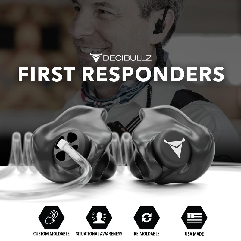 Decibullz Custom Moulded Security Two-Way Radio Surveillance Earpiece Set, Thermo-Fit