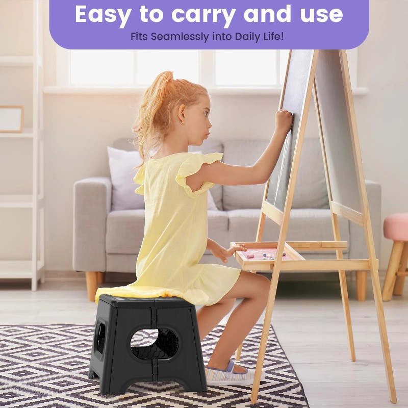 HBTower Folding Step Stool 9 Inch - Holds 600 lb,