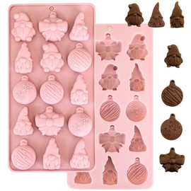 1 Piece Christmas Silicone Chocolate Molds Gnome and Ornament Shape 15 Cavities 3D Chocolate Candy Moulds for Christmas, Holiday