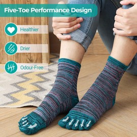 QUPOLPOL Mens Toe Socks Cotton – Breathable Five Finger Crew Socks Vintage Colorful Striped for Running Hiking UK 6–11 (One Size, 4 Paris, Multicolour)