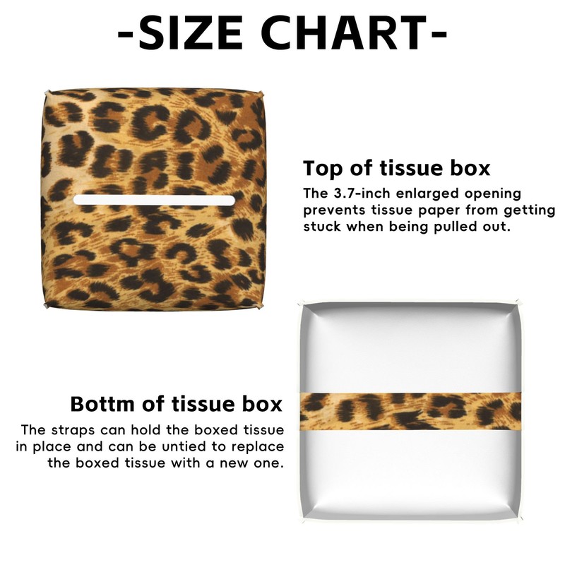 Brown Leopard Tissue Box Cover,PU Leather Tissue Box Holder Square,Modern