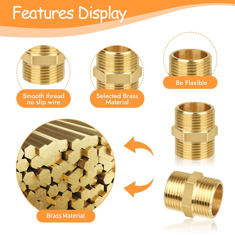 Double Nipples 1 Inch Brass Male Thread (Diameter 32.5 mm),