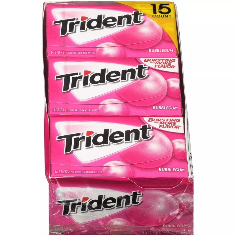 Trident bubble gum, Sugar Free Gum with Xylitol, 14 stick