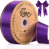 Lyrow 100 Yards Purple Satin Ribbon with Gold Edges 1.5