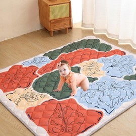 Bebenew Large Baby Play Mat 79''x71'',Foldable Washable Baby Playpen Mat Crawling mat, No Smell Thicken One-Piece Baby Play mats for Floor, Anti- Slip Baby Mat Activity Playmats for Babies&Toddlers
