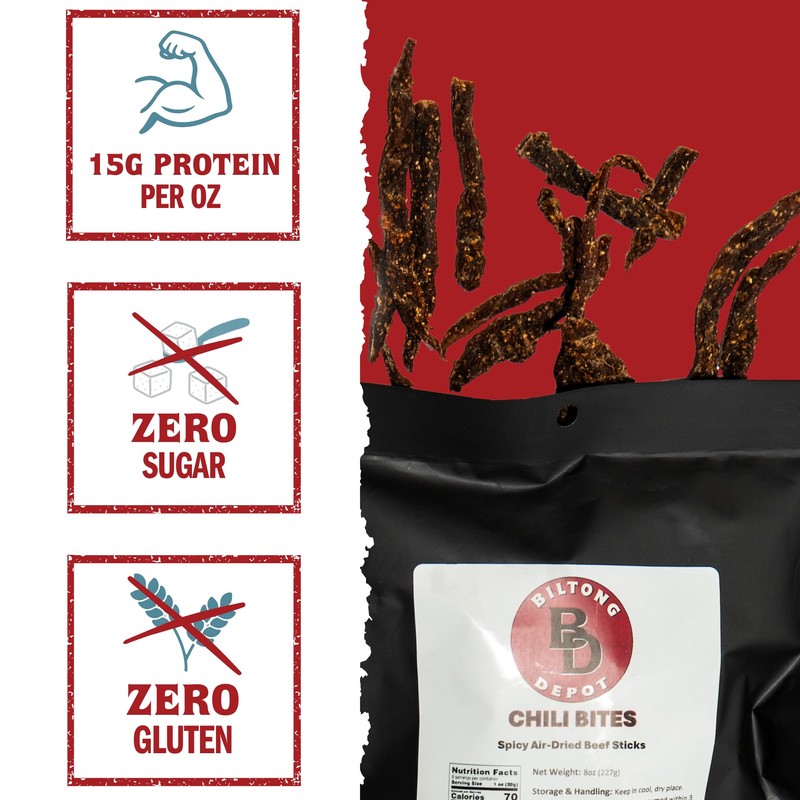 Biltong Depot Chili Bites - 2oz (3 Pack) | Thin