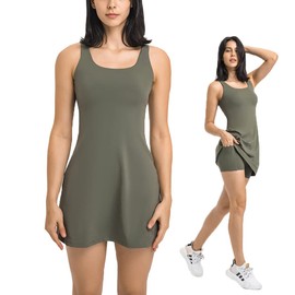 ASINS Vestido de Tenis y Golf 2 en 1 para Mujer Con Pantalones Cortos y Bolsillos, Vestido de Entrenamiento (MX/US, Numérica, 8, Regular, Verde)