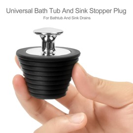 LEKEYE 2 Pack Universal Bath Plug, Drain Stopper for Bathtub and Bathroom Sink Drains, Suitable for 25mm-47mm Drain holes, Black and Gray(Patented Product)
