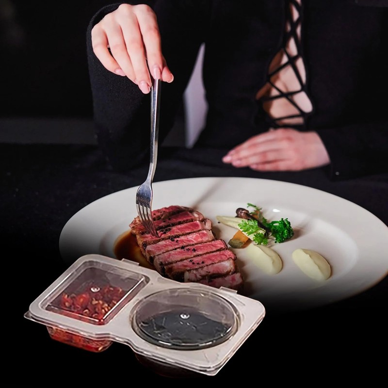 JOLAFUNBS 8 Set Double Compartment Snack Pot Reusable Snack Containers