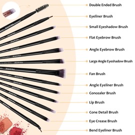 MAANGE Brochas de Maquillaje Profesional 13 Piezas Set de Brochas Maquillaje Alta Calidad Viaje Fibras Sintéticas Brochas para Ojos(Negro)