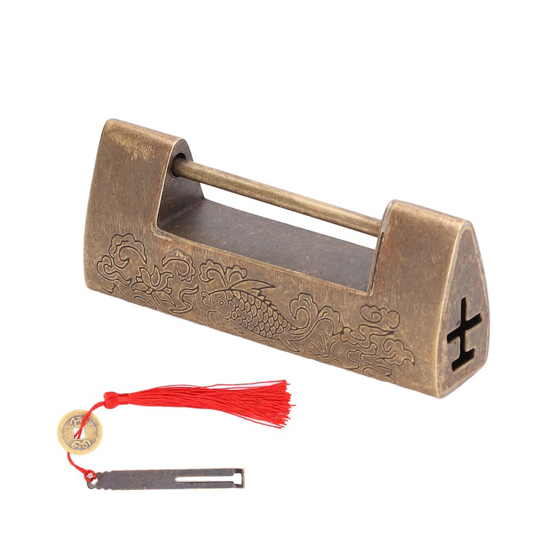 Chinese Antique Lock Spacing 4.3cm/1.7in Brass Chinese Old Style Padlock