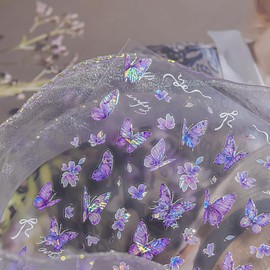 5D Butterfly Nail Art Stickers Spring Embossed Nail Decals Stickers Purple Butterfly Bow Design 1PCS DIY Self Adhesive Nail Art Supplies for Women Summer Manicure Decoration Accessories