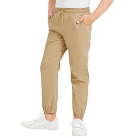 QBK Pull on Stretch School Uniform Pant Jogger Pants for Toddler to Youth Boys and Girls(Khaki 4T)