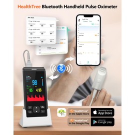 HealthTree Rechargeable Fingertip Pulse Oximeter, Handheld Blood Oxygen Saturation Monitor with SpO2 & Pulse Rate, Portable Finger Oxygen Meter for Adults