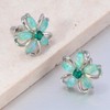 CiNily Flower Earrings, Opal Stud Earrings for Women 14K White