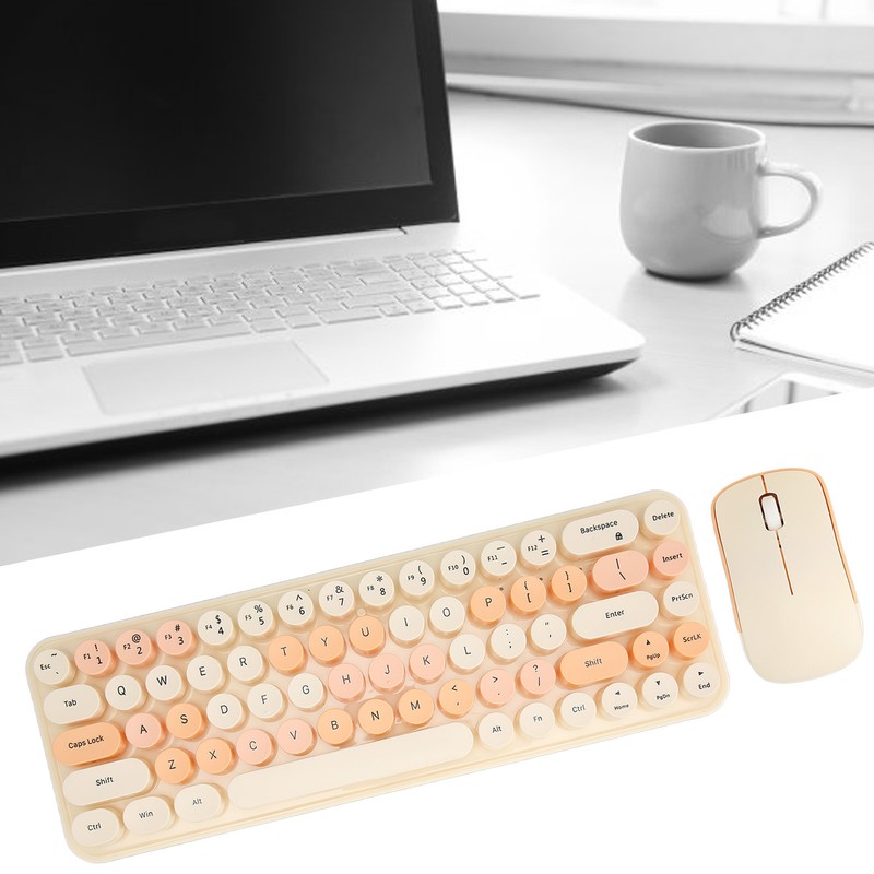 USB Keyboard Mouse 2.4G Wireless 68 Keys Low Consumption Retro